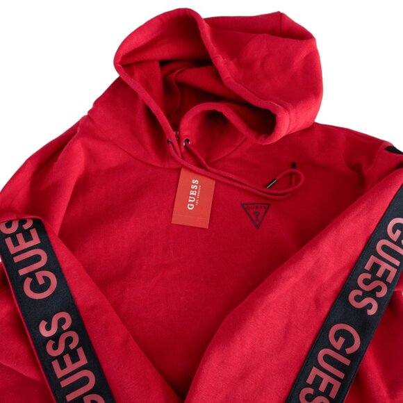 Guess NWT Red and Black Crop Top Hooded Sweatshirt With Joggers Track Suit - Picture 4 of 15